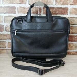 Kenneth Cole Reaction Messenger Bag Laptop Black Unisex Gunmetal Hardware